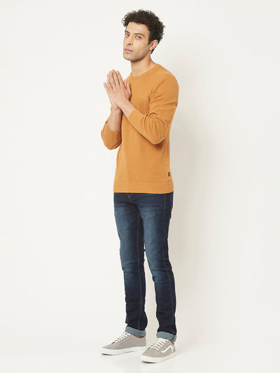 Orange Sweater in Pure Cotton-Men Sweaters-Crimsoune Club