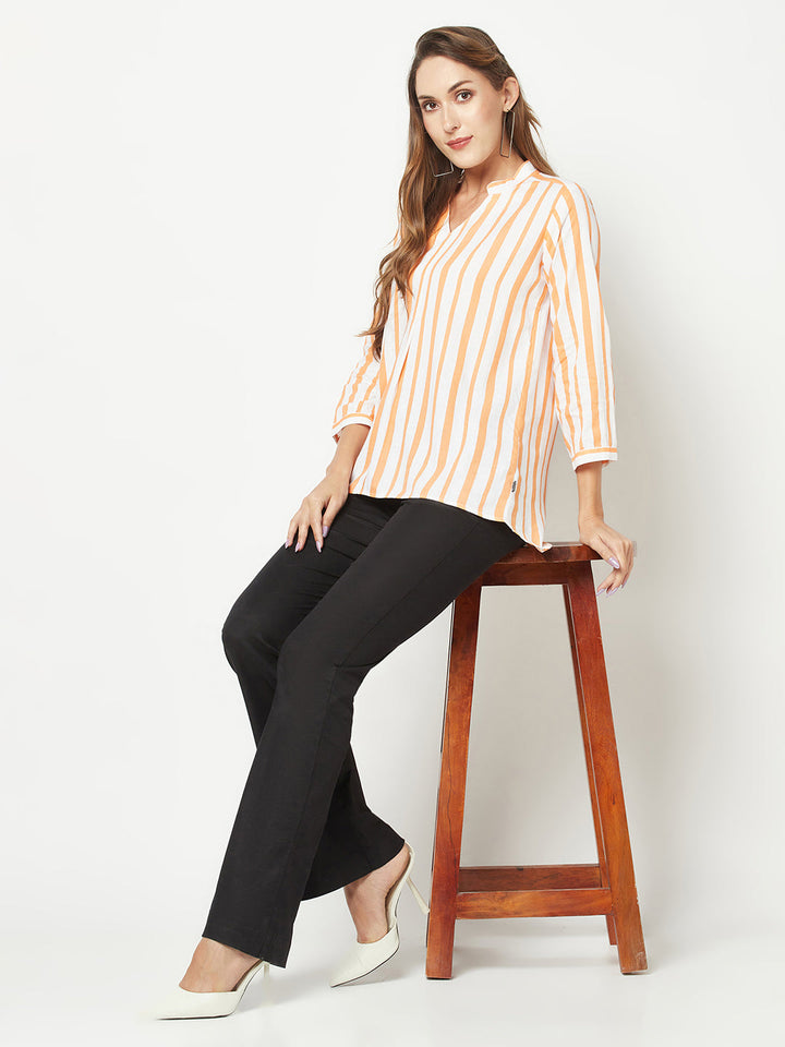 Orange Striped Top