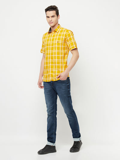 Mustard Checked Shirt - Men Shirts