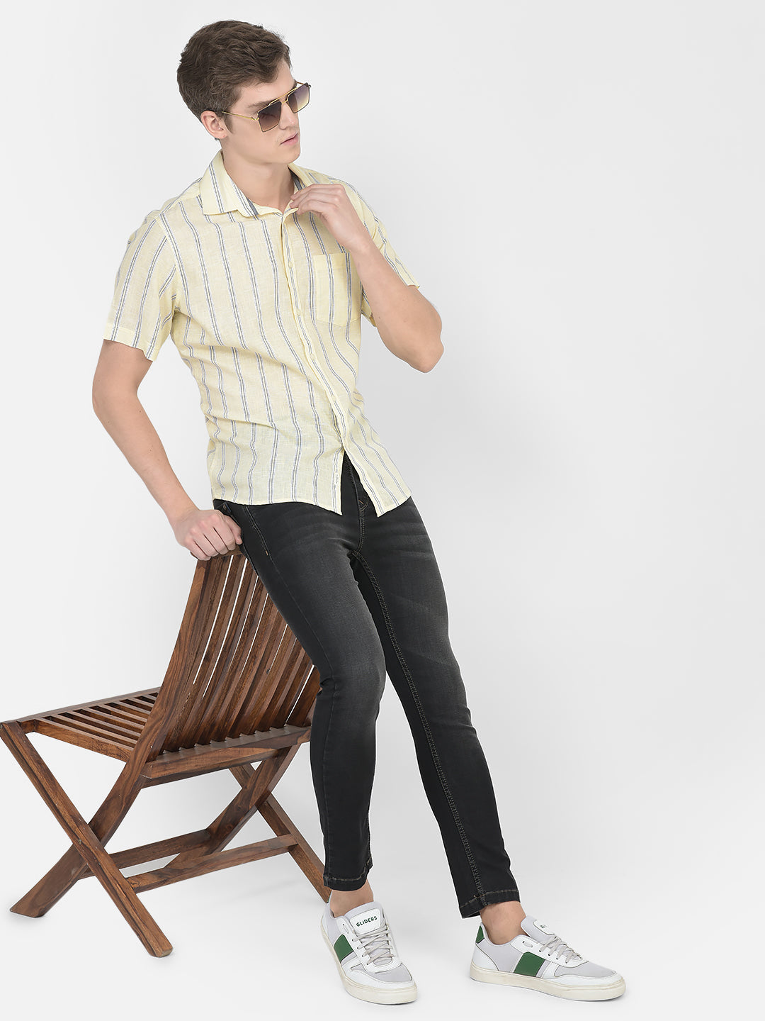 Lemon Yellow Striped Shirt