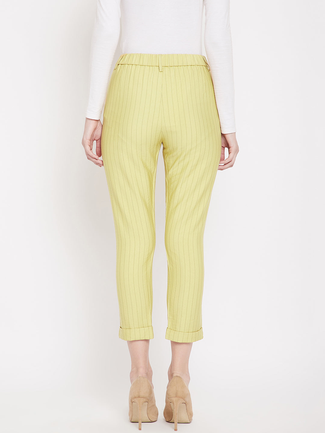 Yellow Striped Trousers - Women Trousers