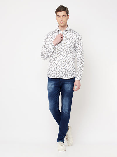 White Floral Shirt - Men Shirts