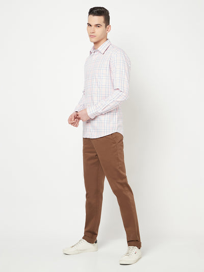 Light Pink Checked Shirt - Men Shirts