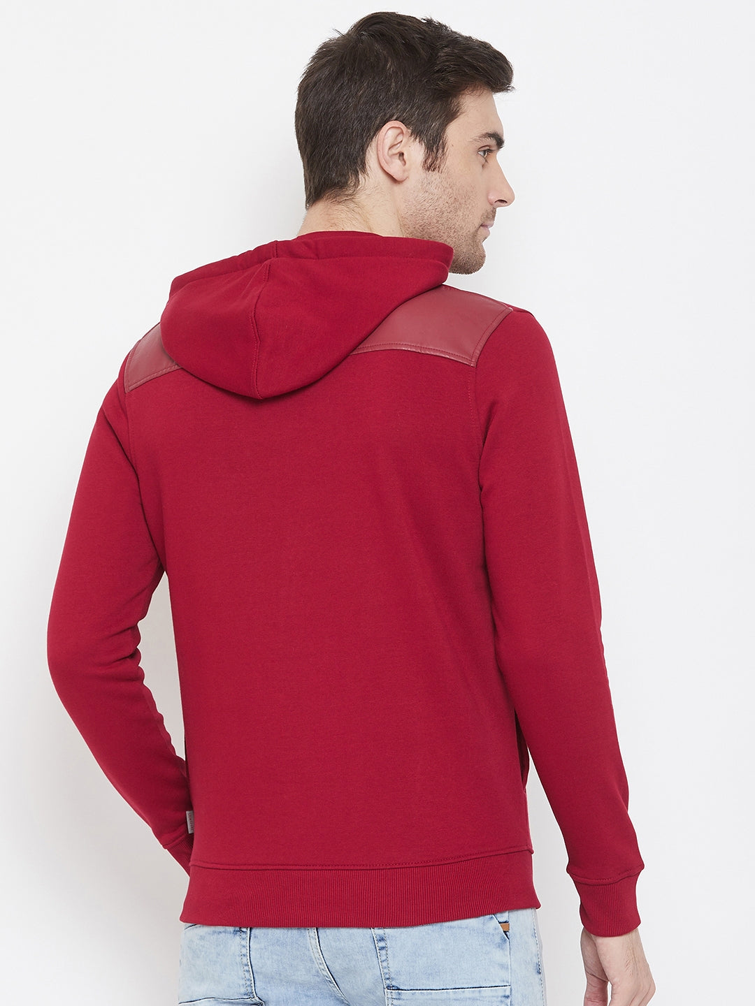 Red Printed Hooded Sweatshirt - Men Sweatshirts