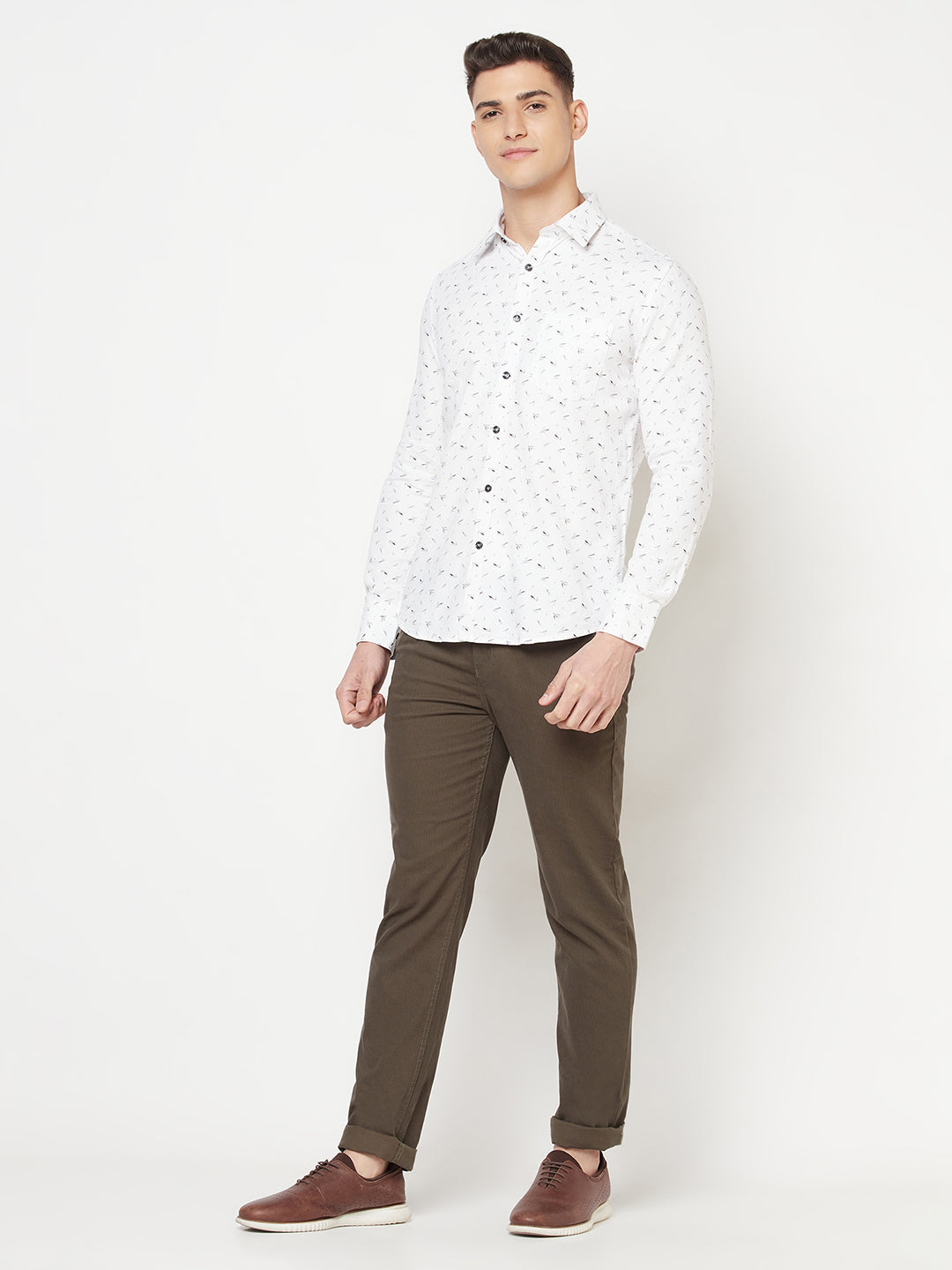 White Floral Shirt - Men Shirts