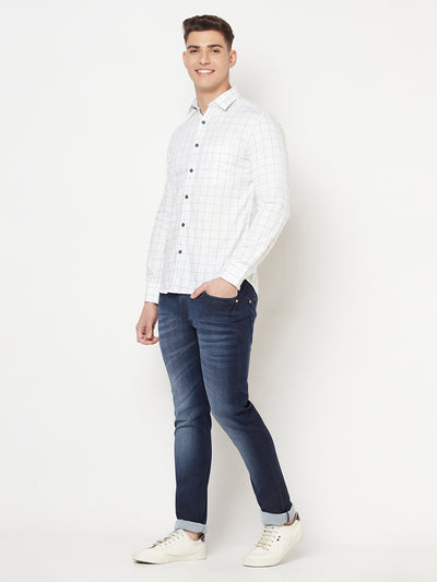 White Graph Checked Shirt - Men Shirts