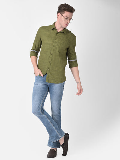 Olive Textured Shirt-Men Shirts-Crimsoune Club