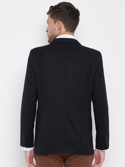 Black Notched Lapel Blazer - Men Blazers