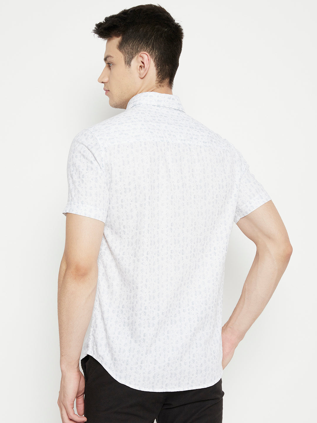 White Printed Slim Fit shirt - Men Shirts