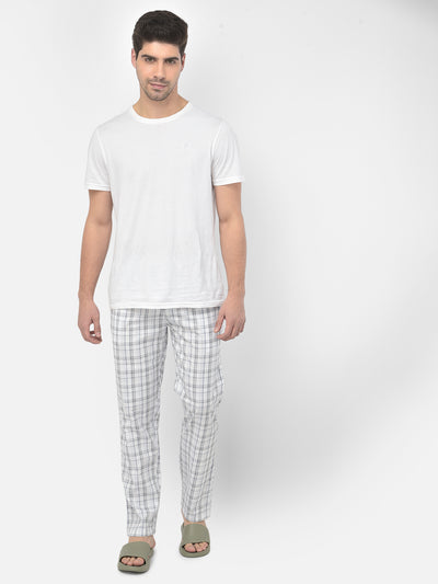 White Checked Lounge Pants - Men Lounge Pants