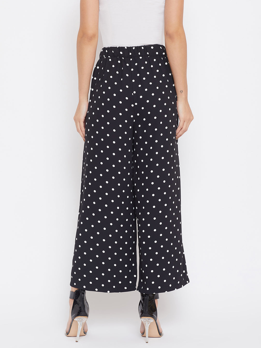 Polka Dots Flared Culottes - Women Trousers