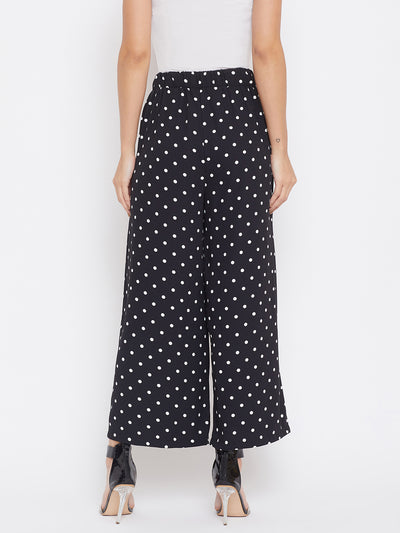 Polka Dots Flared Culottes - Women Trousers