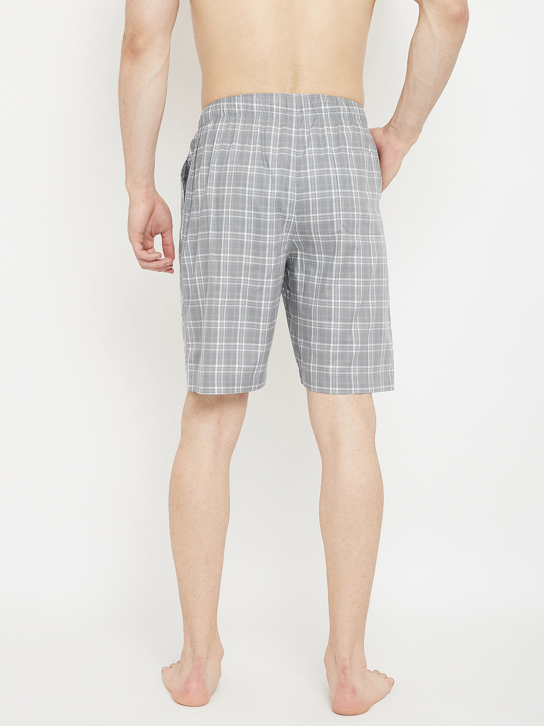 Grey Checked Lounge Shorts - Men Lounge Shorts