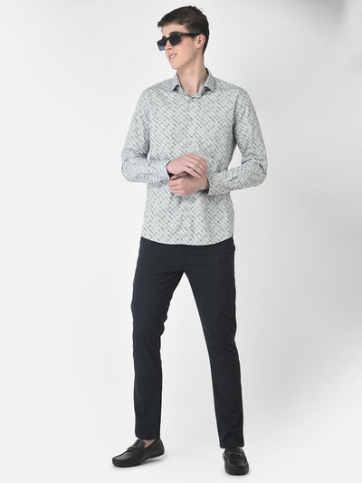  Grey Diagonally Checked Shirt