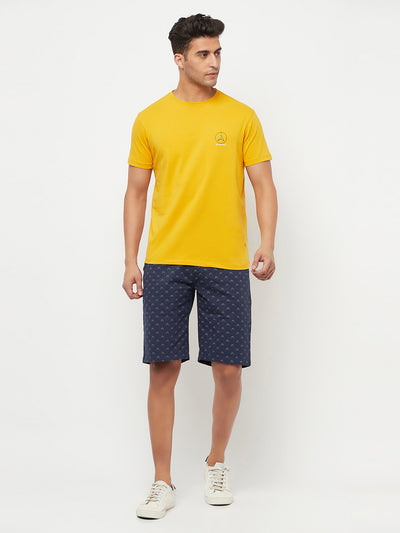 Navy Blue Printed Shorts - Men Shorts
