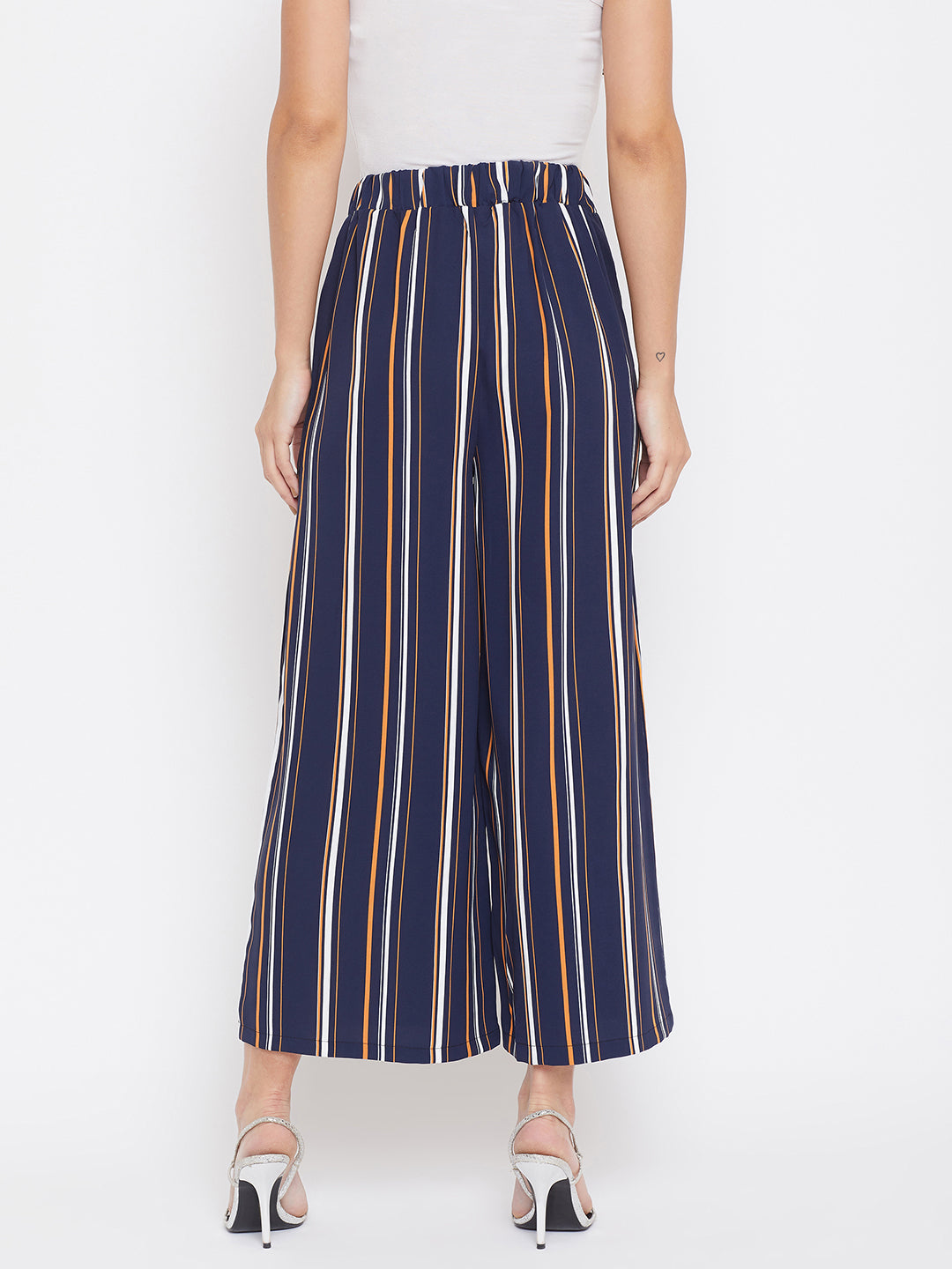 Striped Flared Parallel Trousers - Women Trousers