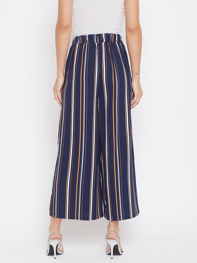 Striped Flared Parallel Trousers - Women Trousers