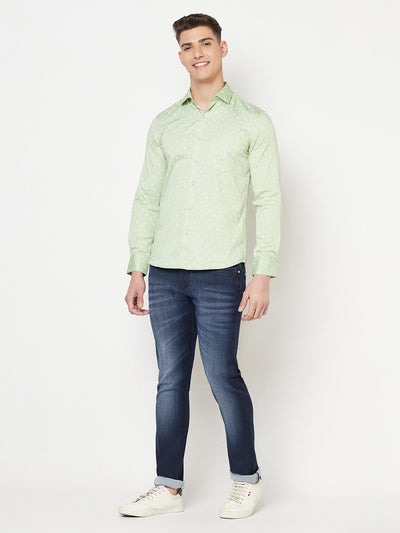 Green Printed Shirt - Men Shirts