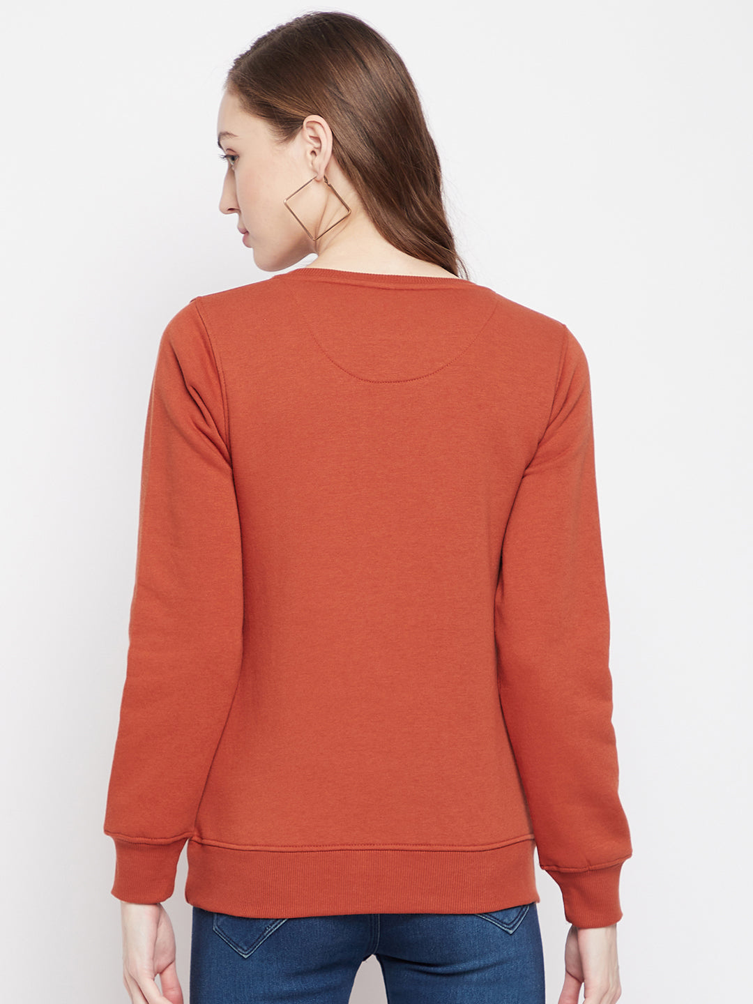 Red Round Neck Sweatshirt - Women Sweatshirts