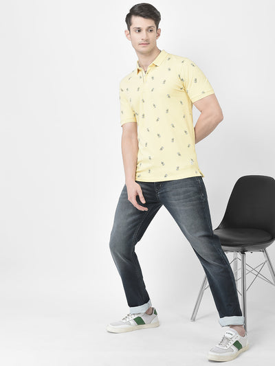  Custard Yellow Graphic Polo T-Shirt