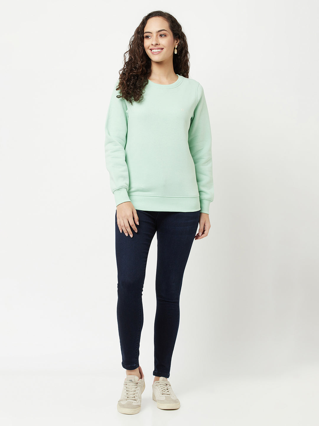 Mint Green Sweatshirt-Women Sweatshirts-Crimsoune Club