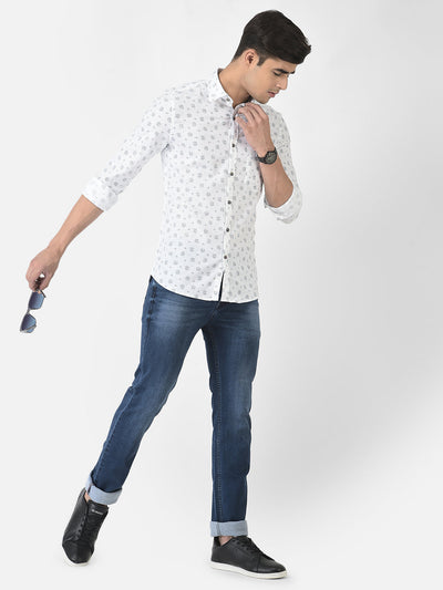  White Shirt in Motif Print