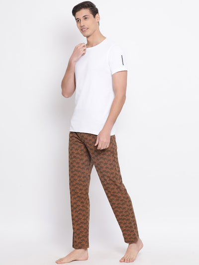 Brown Printed Slim Fit Lounge Pants - Men Lounge Pants