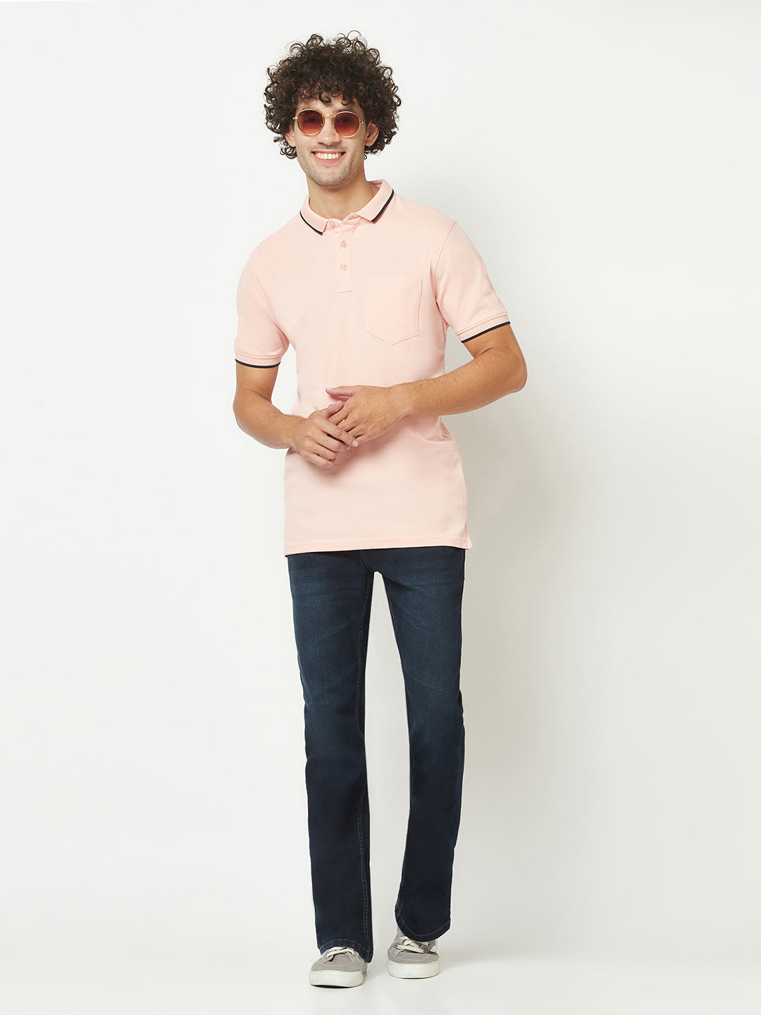  Peach Minimal Polo T-Shirt