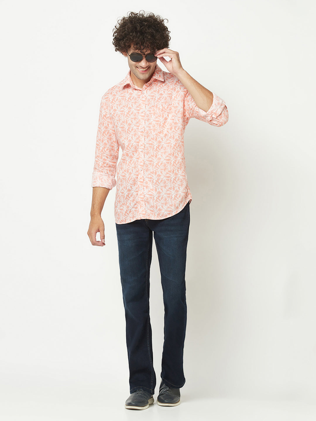  Peach Floral Shirt