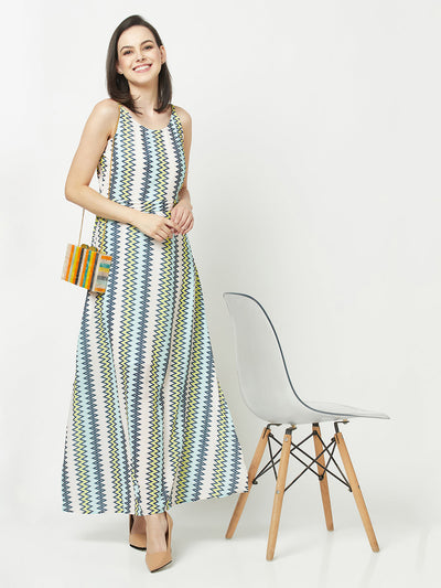  Geometric Print Maxi Dress