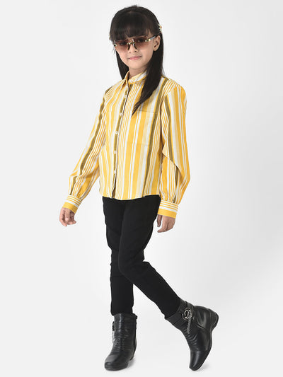 Yellow Shirt in Barcode Stripes