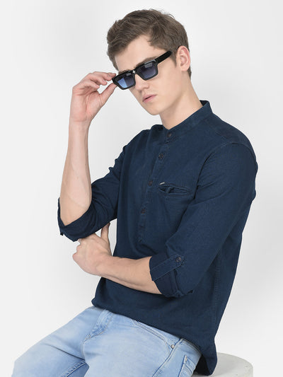 Shirt-Style Denim Kurta