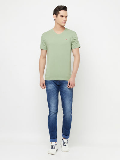 Olive V-Neck T-Shirt - Men T-Shirts