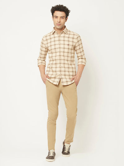   Cream Shirt in Tartan Checks 