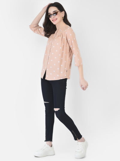 Peach Polka Top - Women Tops