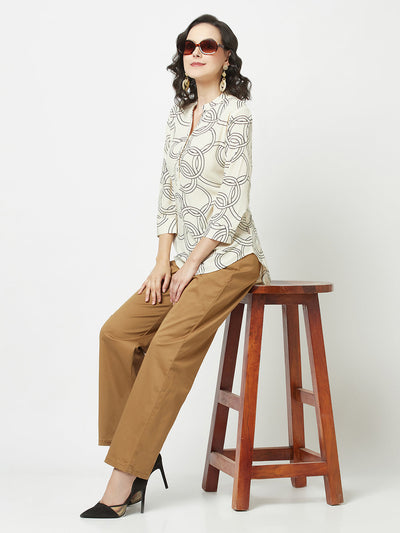 Fawn High-Low Geometric Print Top 