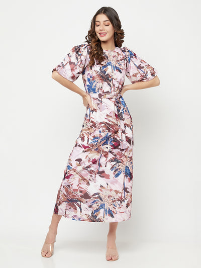 Multi-Coloured Floral Printed Dress - Women Dresses