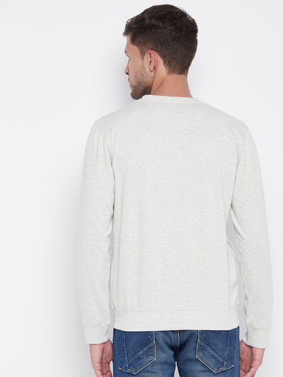 Grey Printed Round Neck Sweatshirt - Men Sweatshirts