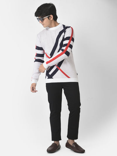  Off-White Graphic Striped Sweater