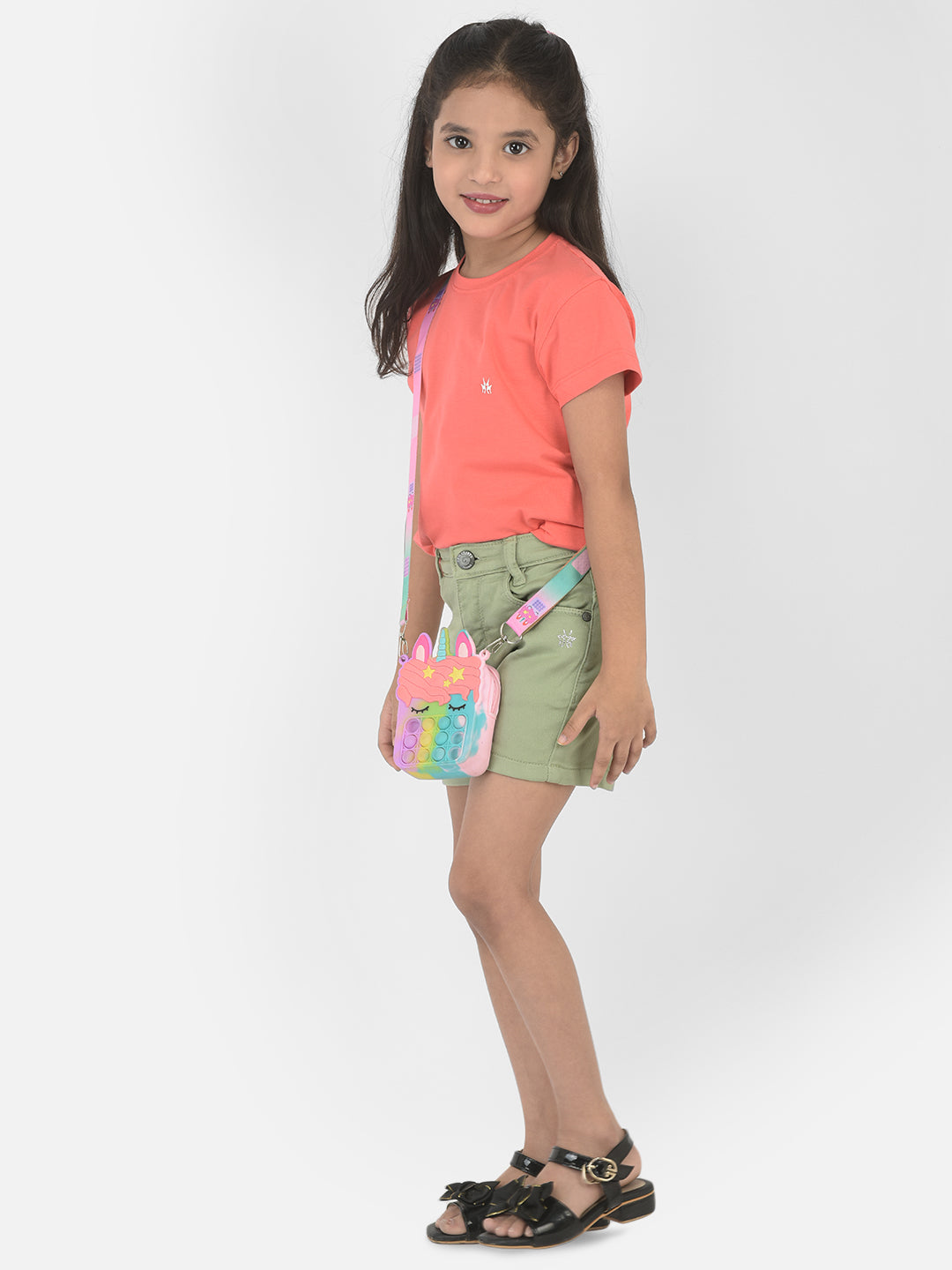 Coral Pink Round Neck T-Shirt - Girls T-Shirts