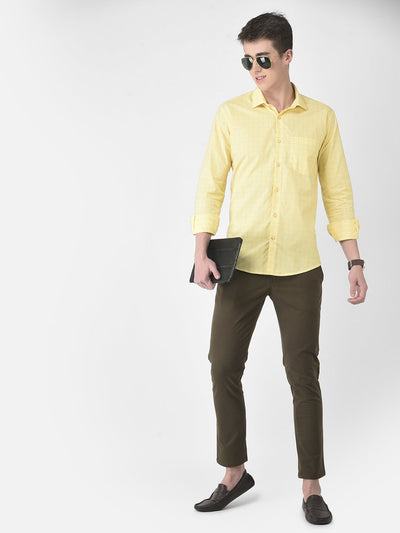  Lime Yellow Graph Checked Shirt