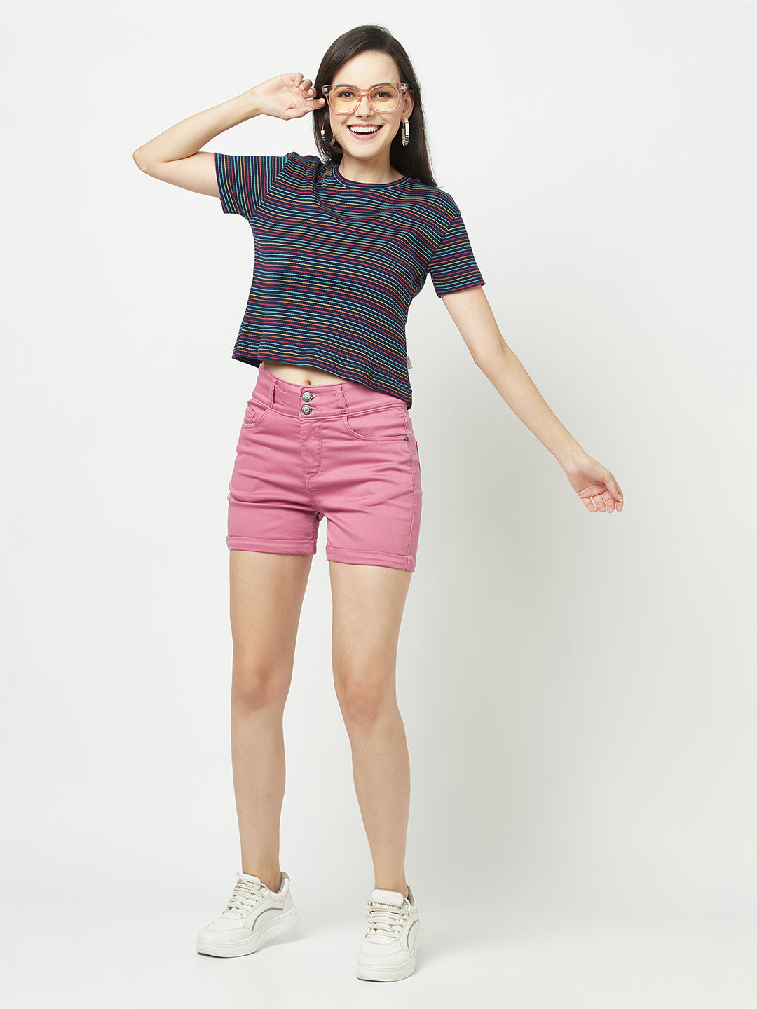  Pink High-Waisted Shorts