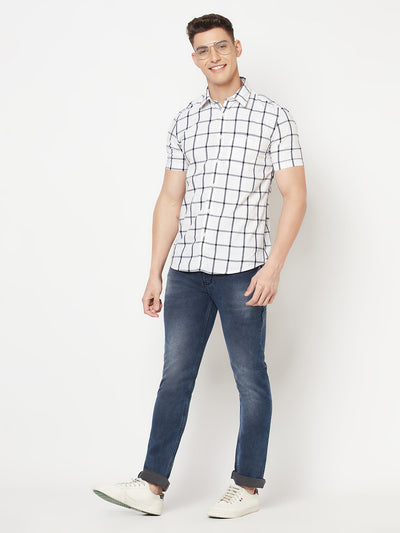 White Graph Checked Shirt - Men Shirts