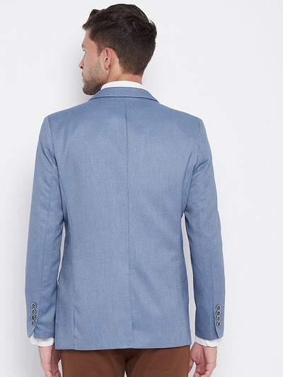 Blue Notched Lapel Blazer - Men Blazers