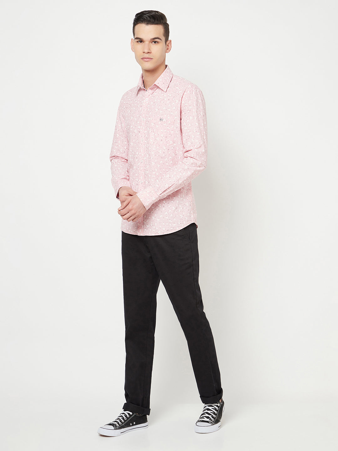 Pink Floral Printed Shirt - Men Shirts