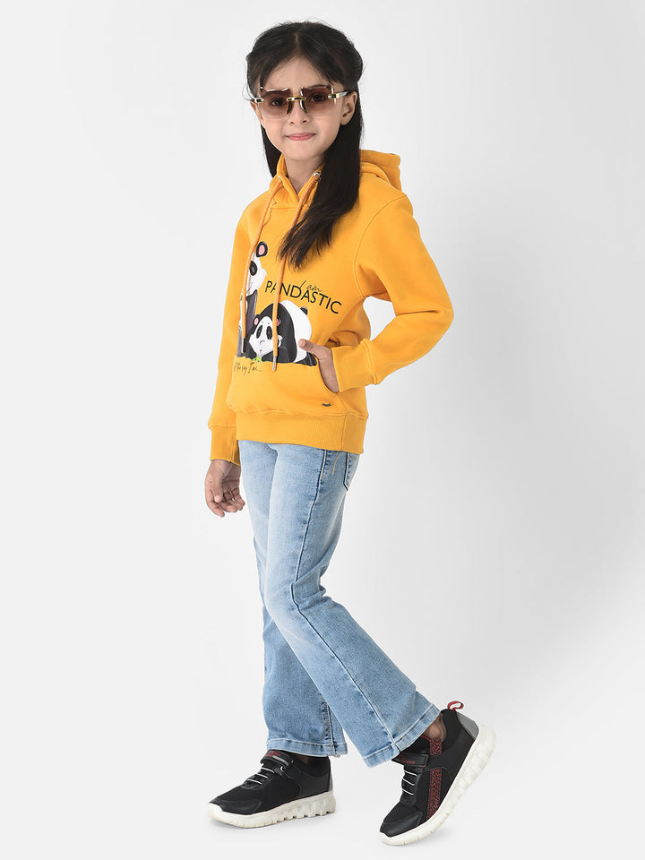 Yellow Sweatshirt with Panda Graphics 