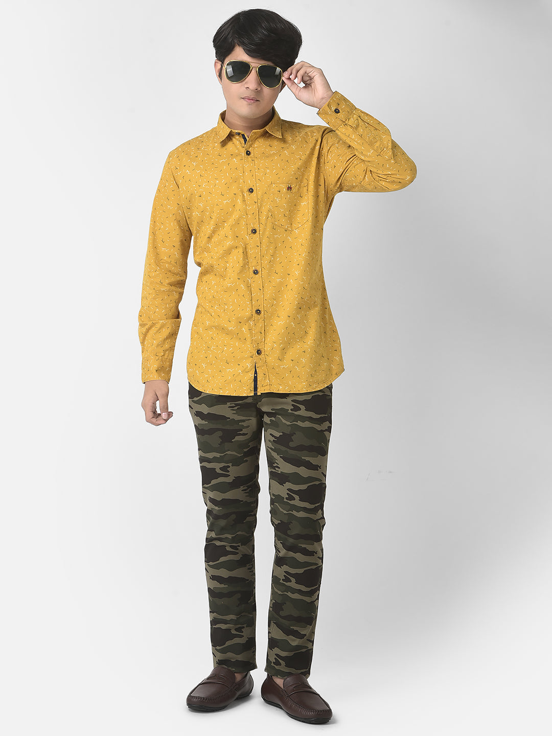  Mustard Yellow Floral Shirt