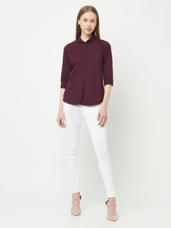 Maroon Casual Shirt - Women Tops