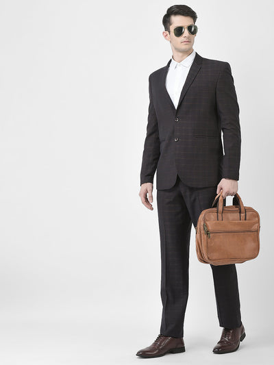  Brown Graph Checked Suit Set