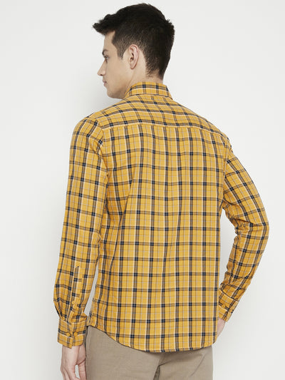 Yellow Checked Slim Fit shirt - Men Shirts